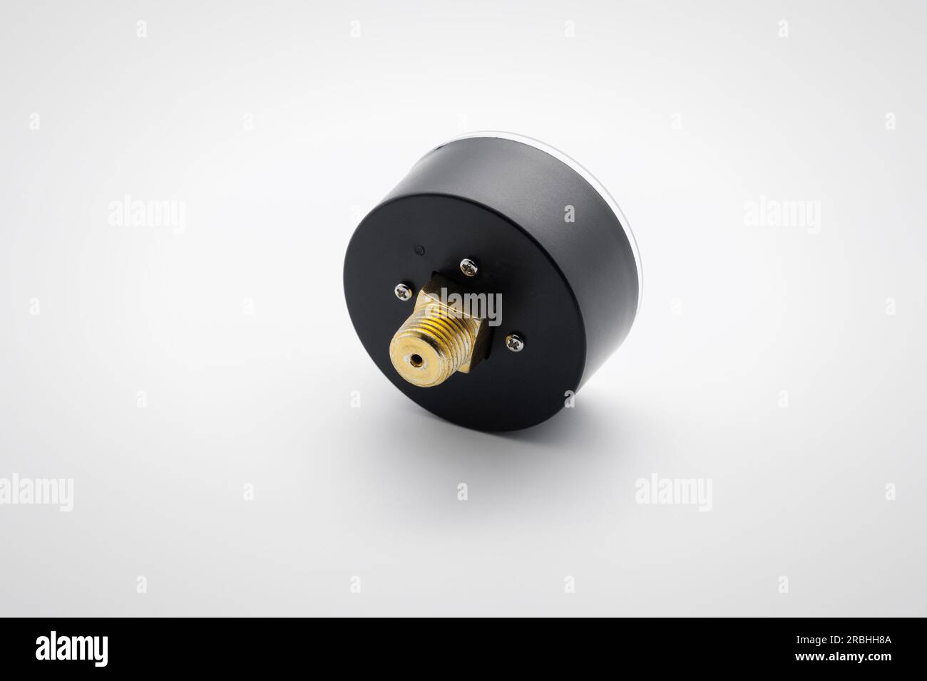 Small pressure gauge. Closeup. On white background Stock Photo Alamy