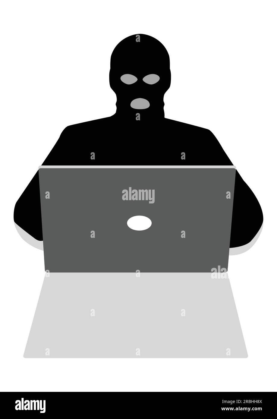 Vector illustration of a hacker behind laptop computer Stock Vector