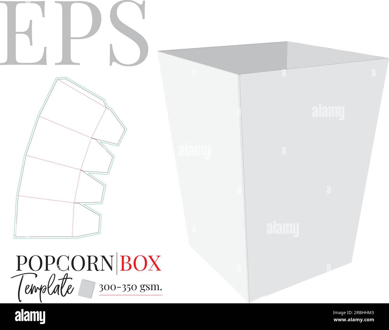 Popcorn Box Template. Vector with die cut, laser cut layers. Self Lock Popcorn Box Template. Vector with die cut, laser cut layers. Self Lock
