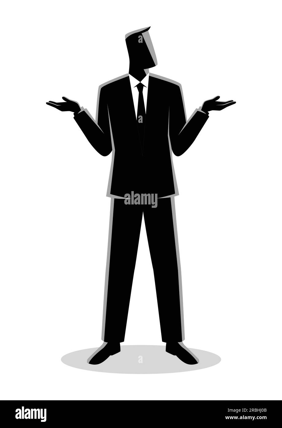 Illustration of a businessman shrugging shoulders gesturing who cares or I don't know body language Stock Vector