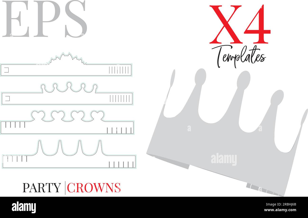 Party Crown template, vector with die cut, laser cut layers. White ...