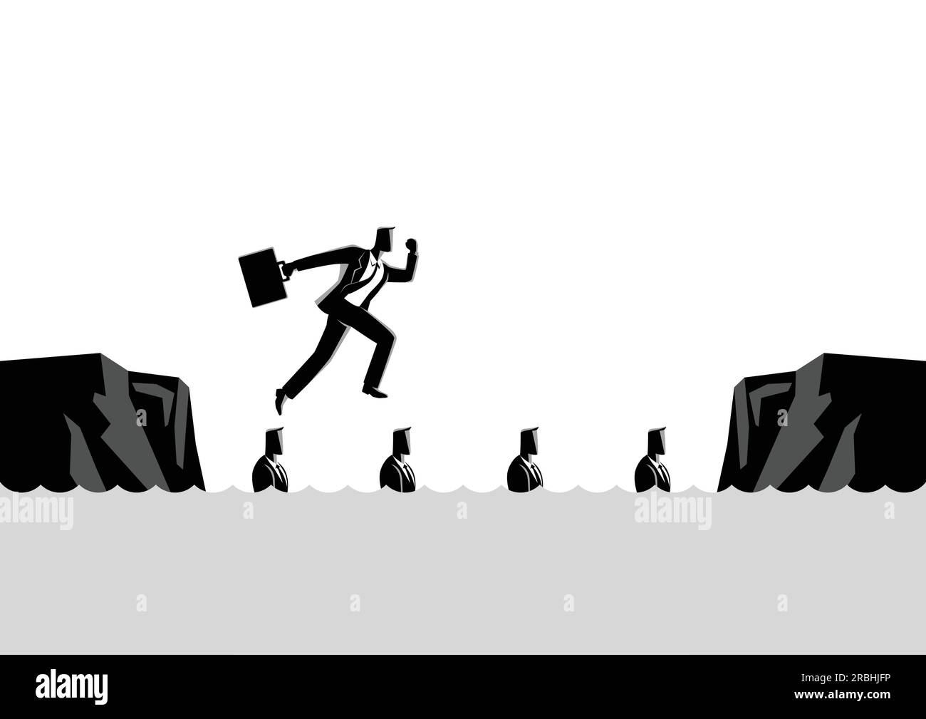 Business concept illustration of a businessman using his friends as