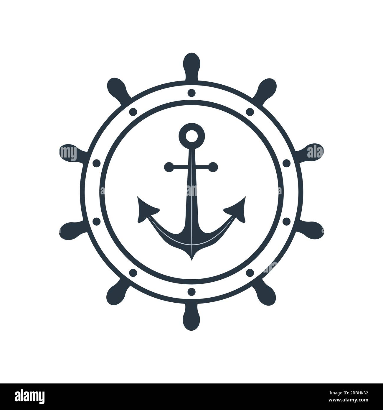 Anchor and ship wheel icon. Marine logo. Nautical symbol isolated on white  background. Vector illustration in flat style Stock Vector Image & Art -  Alamy