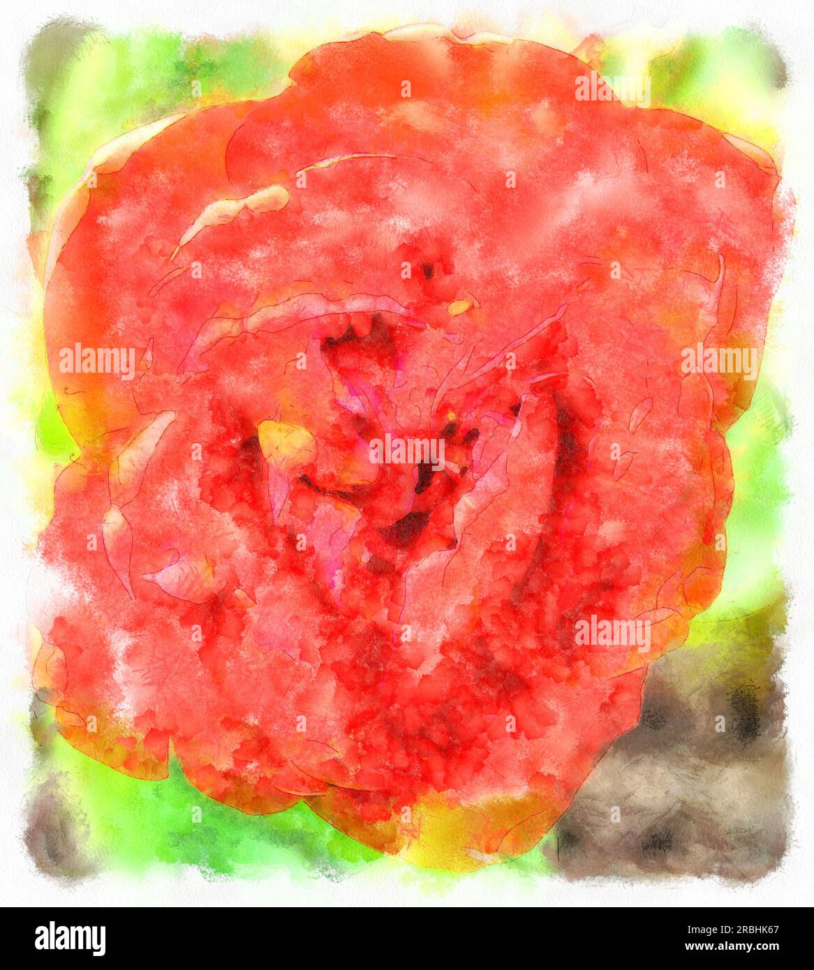 Decorative tulip flower, digital painting effect, photo manipulation. Stock Photo