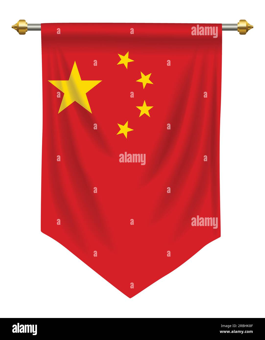 People's Republic of China flag or pennant isolated on white Stock Vector
