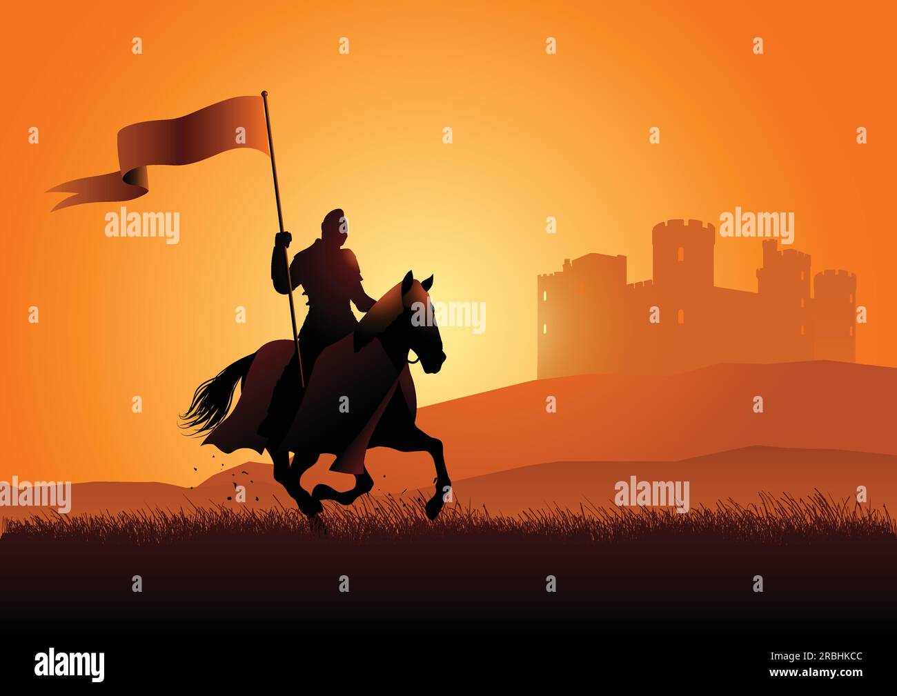 Man on horse carrying flag hi-res stock photography and images - Alamy