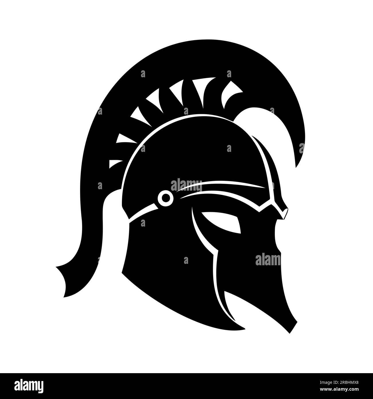 Knight warrior helmet. Black icon of helmet of Roman soldier or gladiator. Vector illustration Stock Vector