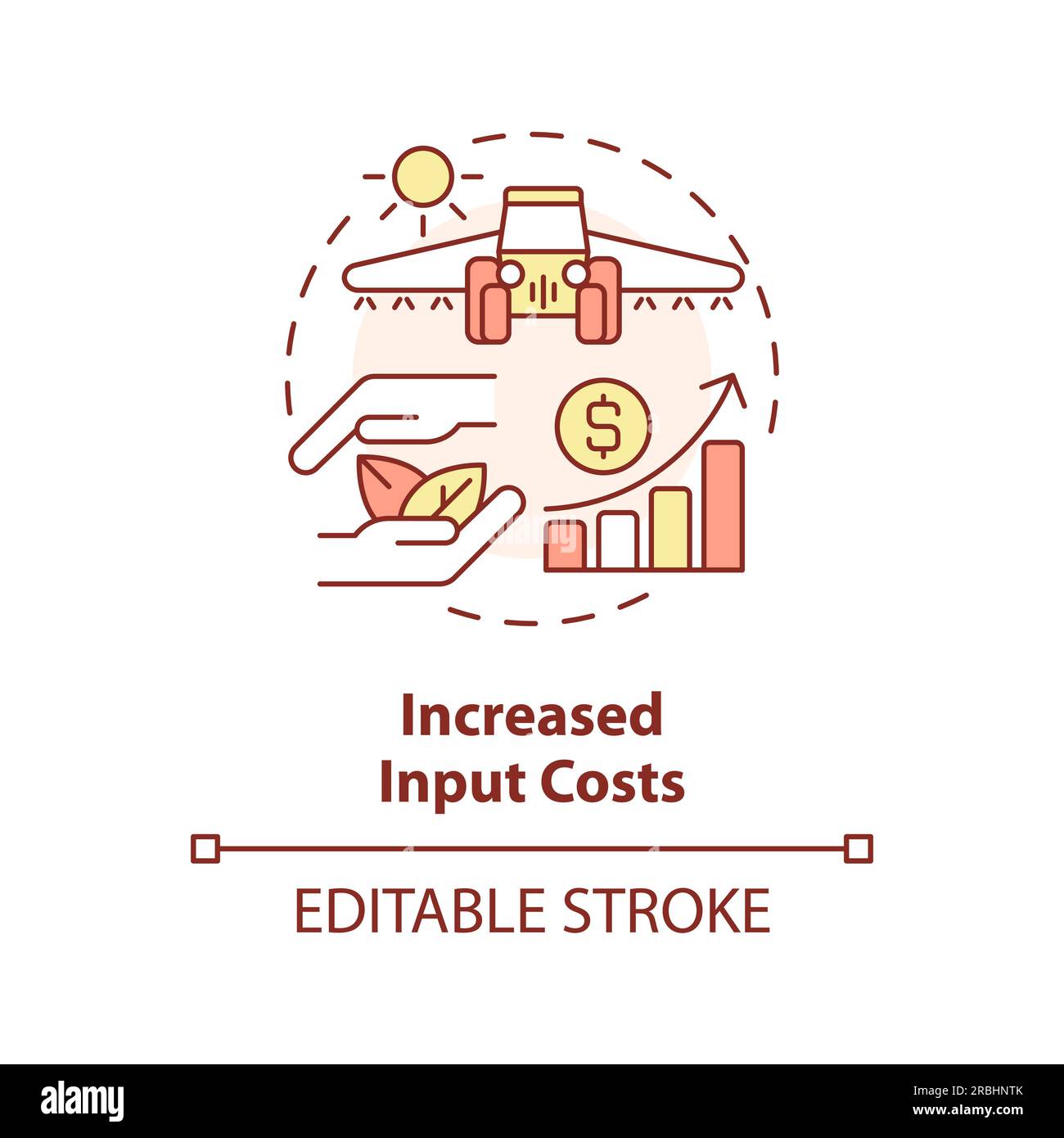 Customizable increased input costs icon heatflation concept Stock