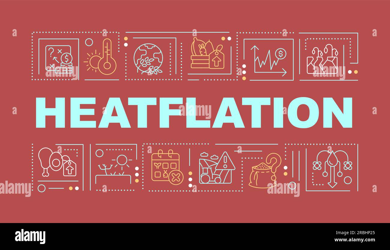Heatflation text with thin line icons concept Stock Vector