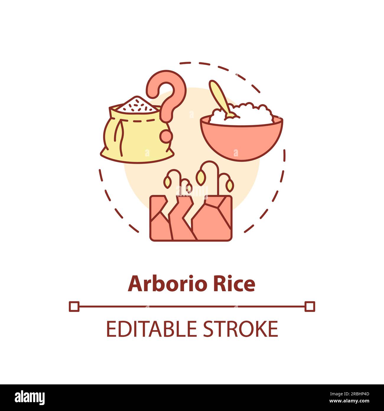 Customizable arborio rice icon heatflation concept Stock Vector