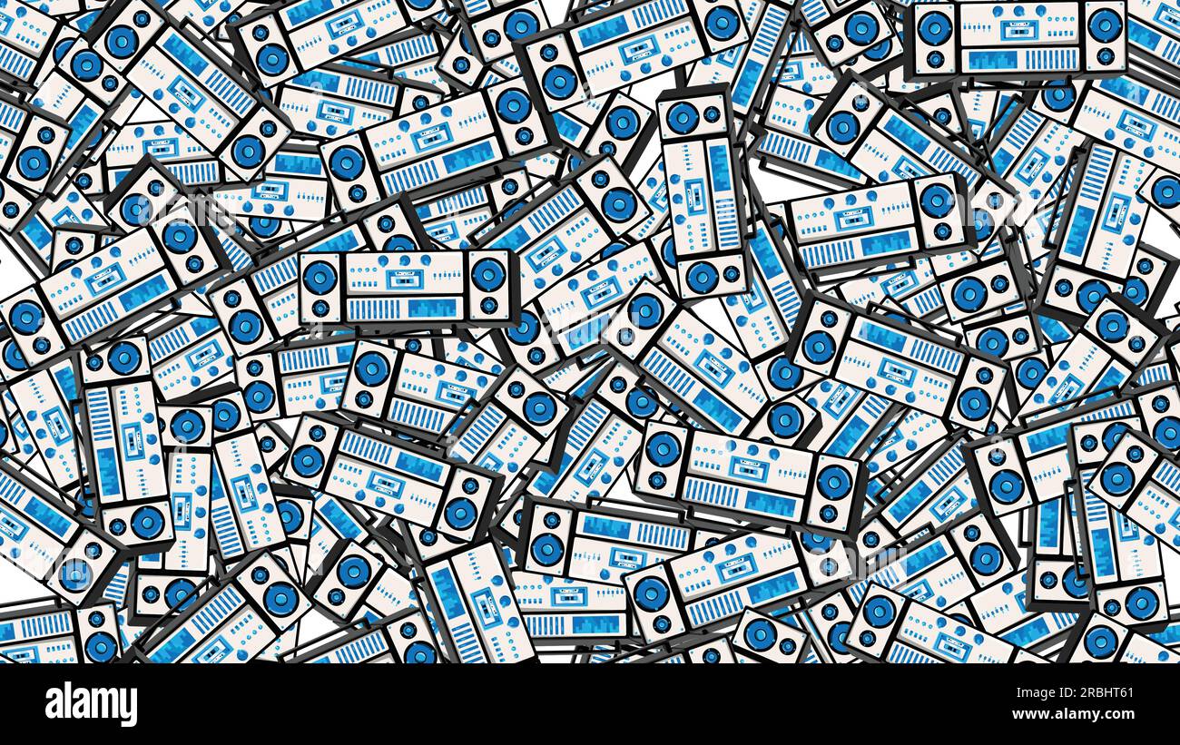 Seamless pattern endless with music audio cassette old retro tape ...