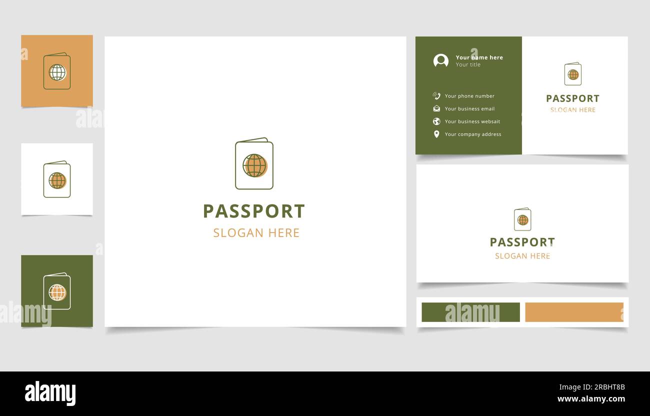 Passport logo design with editable slogan. Branding book and business