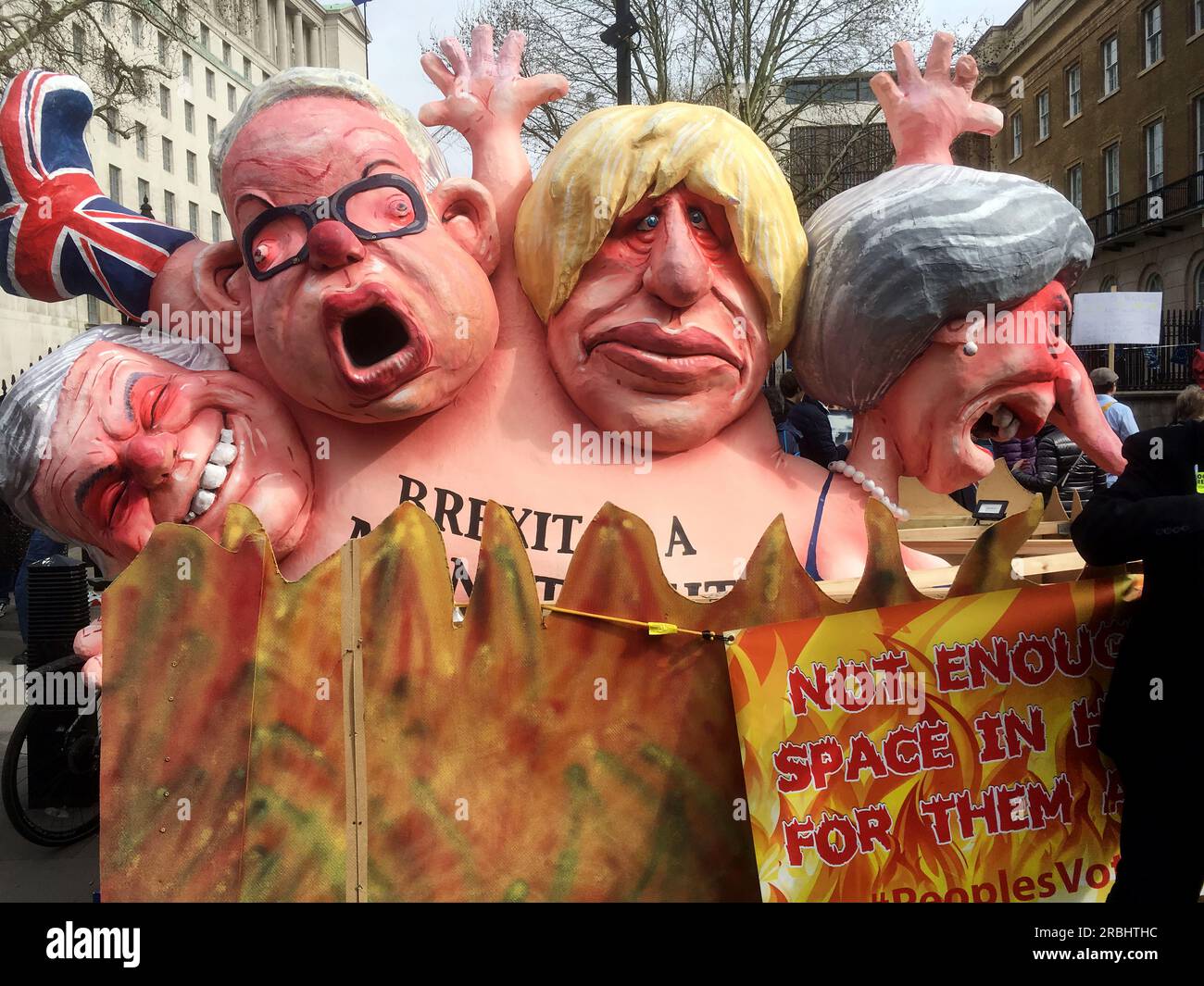 Politicians caricatures on the Put it to the People anti-Brexit march Stock Photo