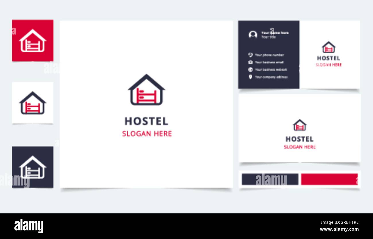 Hostel Logo Design With Editable Slogan. Branding Book And Business 