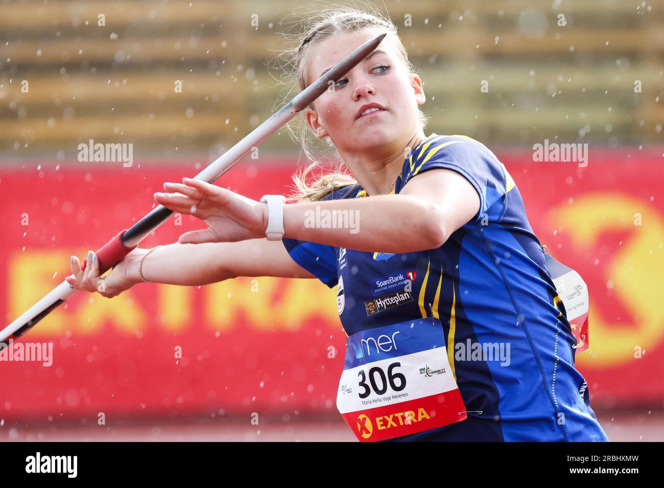 Jessheim 20230707.Maria Hella Voje Heieren in the javelin final during the  Norwegian athletics championship at the Jessheim Athletics Stadium. Photo:  Geir Olsen  NTB Stock Photo - Alamy