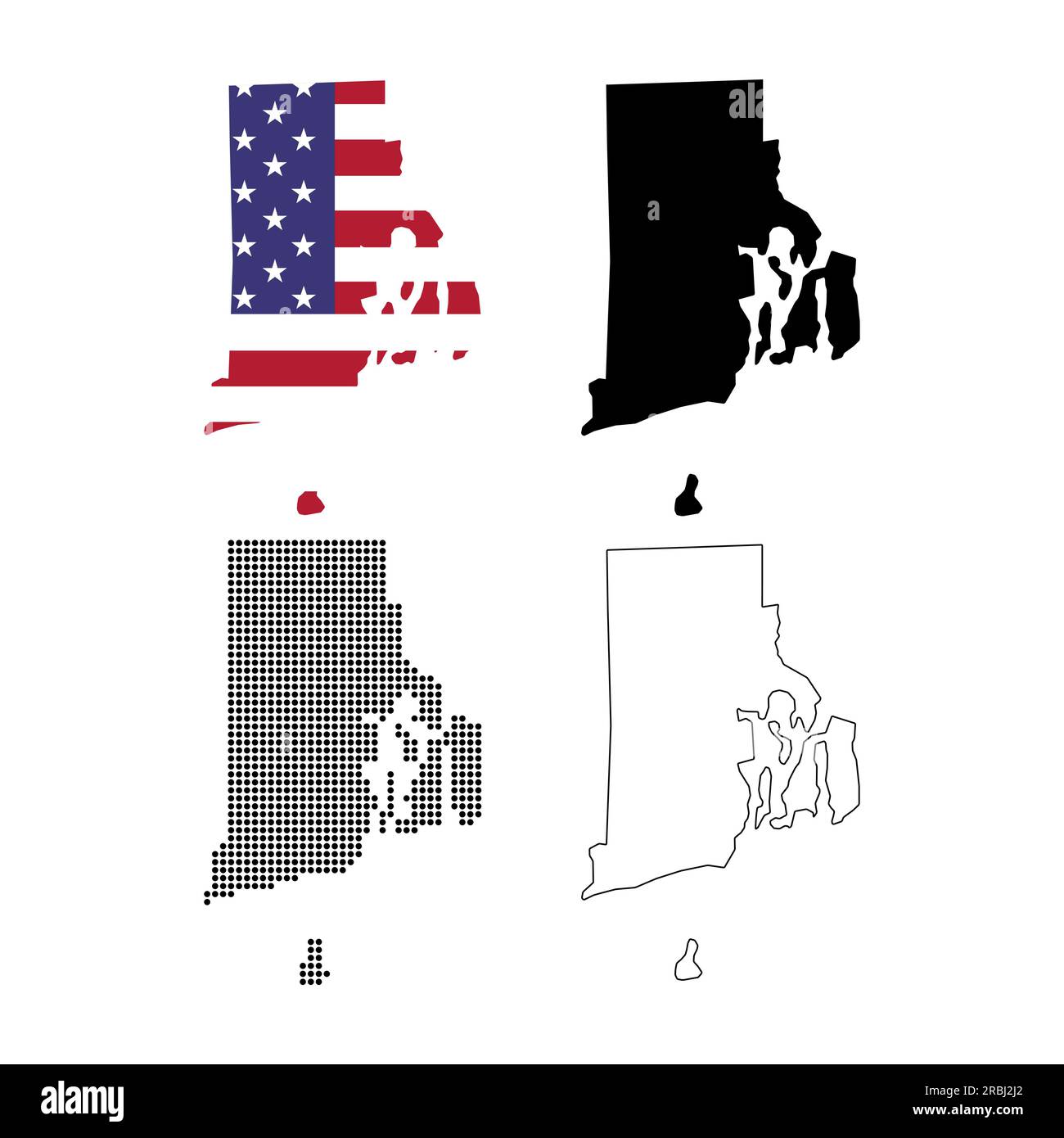 Set of Rhode island map, united states of america. Flat concept symbol vector illustration . Stock Vector