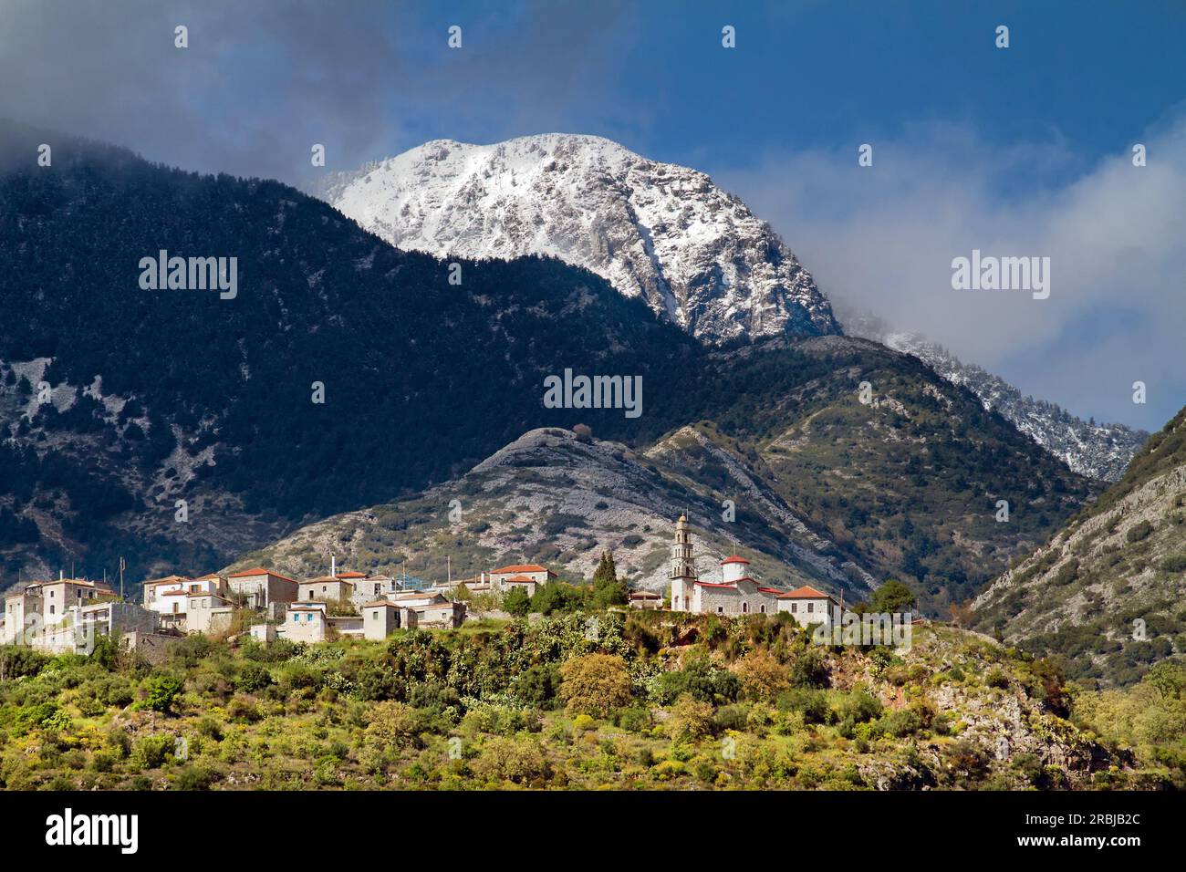 Mountain village in the Mani. Messinia, Peloponnese, Greece. Stock Photo