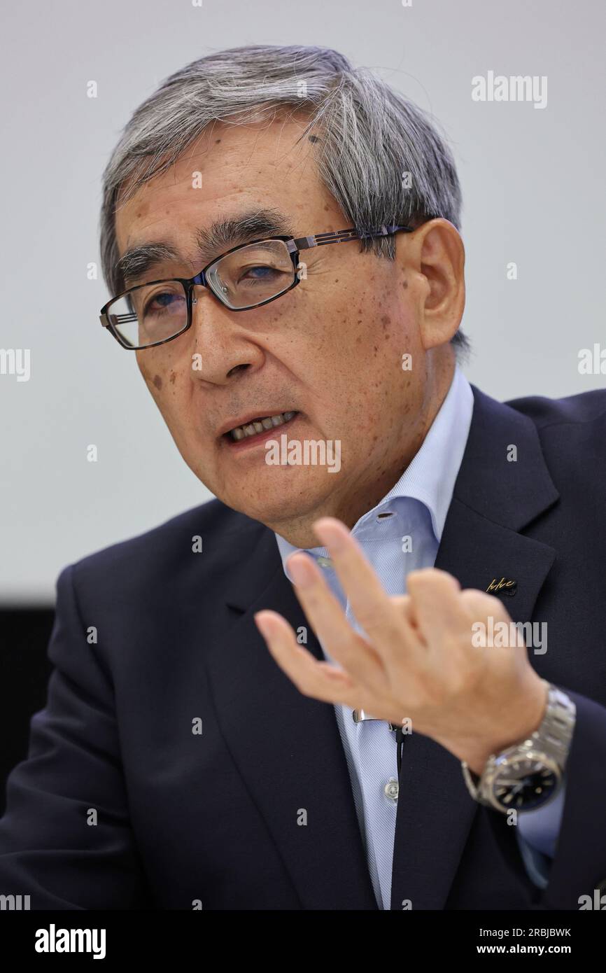 Japanese pharmaceutical company Eisai CEO Haruo Naito attends a press