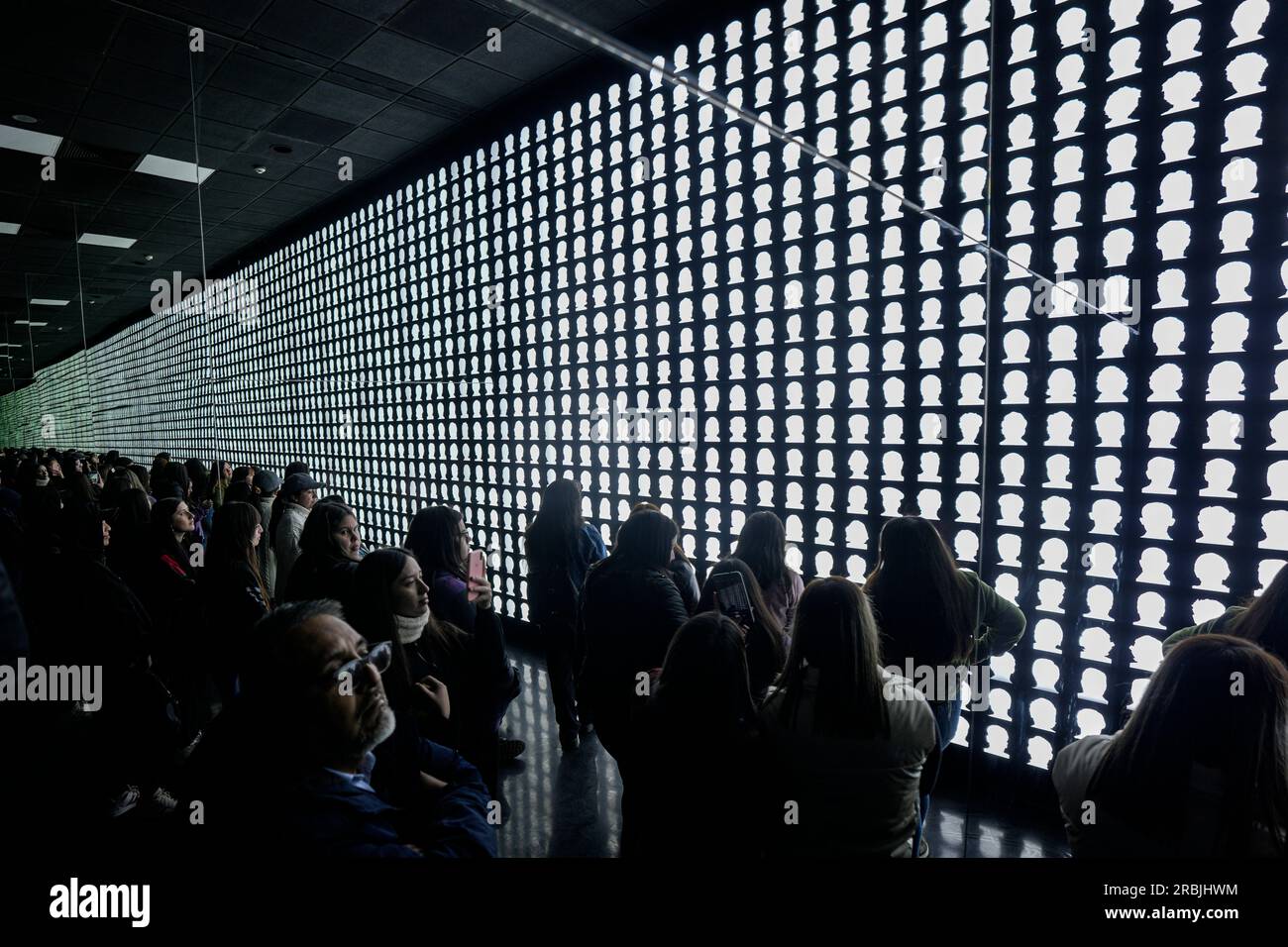 People visit "The Geometry of Consciousness" exhibit by artist Alfredo