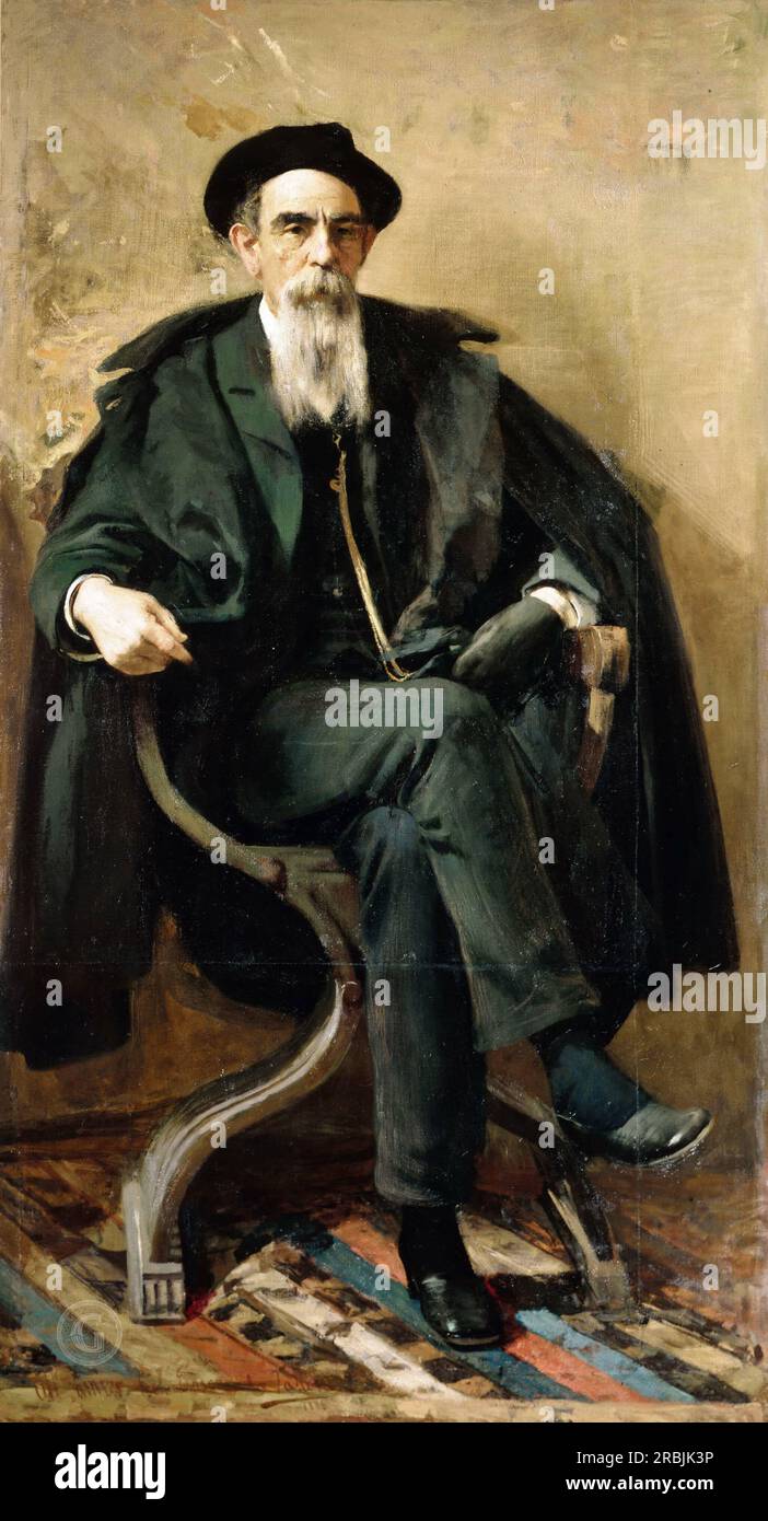 Cesare Tallone – Portrait of Colonel Vittore Tasca  1886 Stock Photo