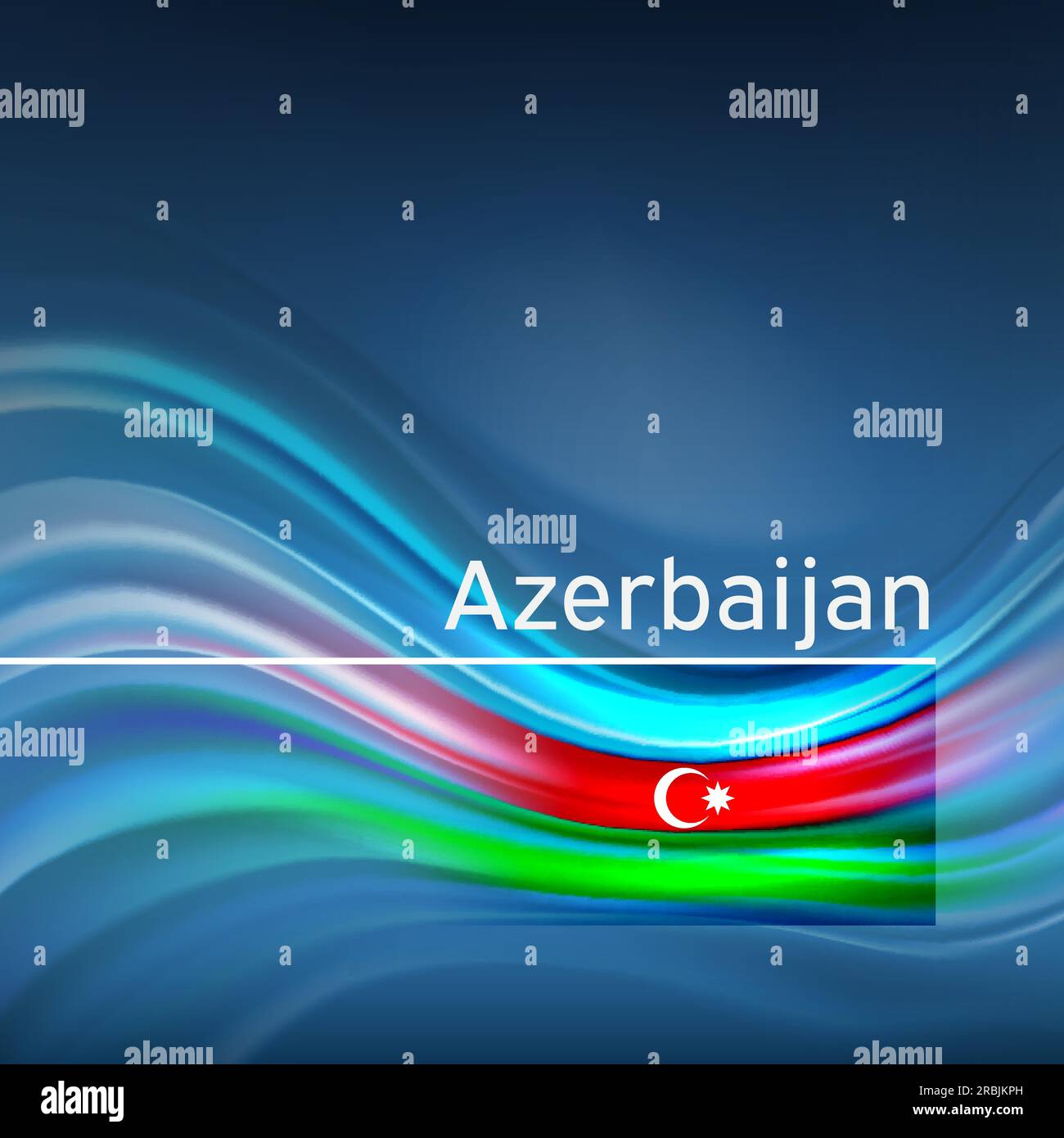 Azerbaijan flag background. Abstract azerbaijani flag in blue sky