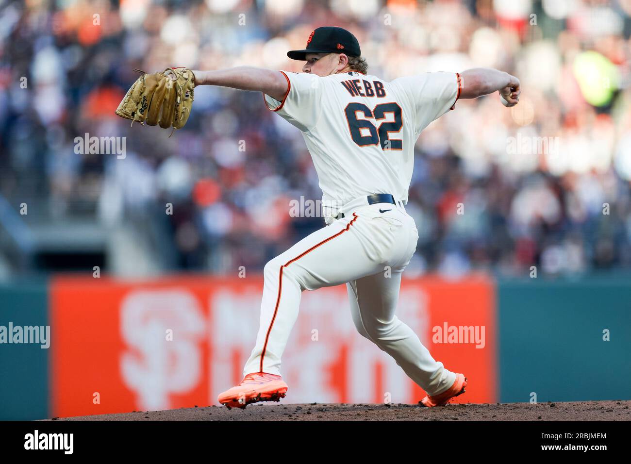 San Francisco Giants starting pitcher Logan Webb throws against