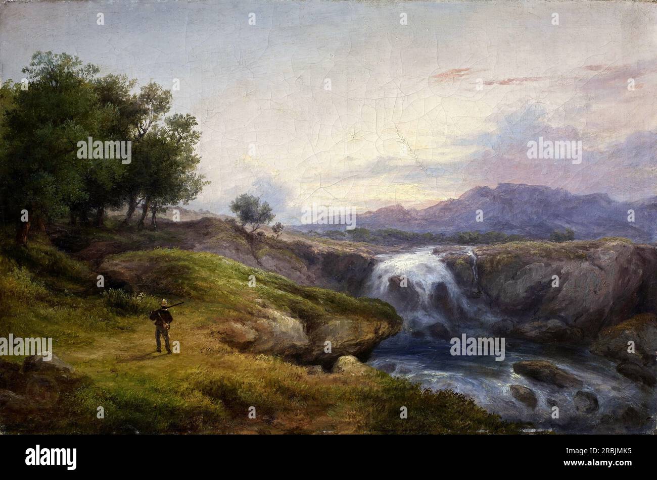 Costantino Rosa – Landscape with hunter  18001899 Stock Photo