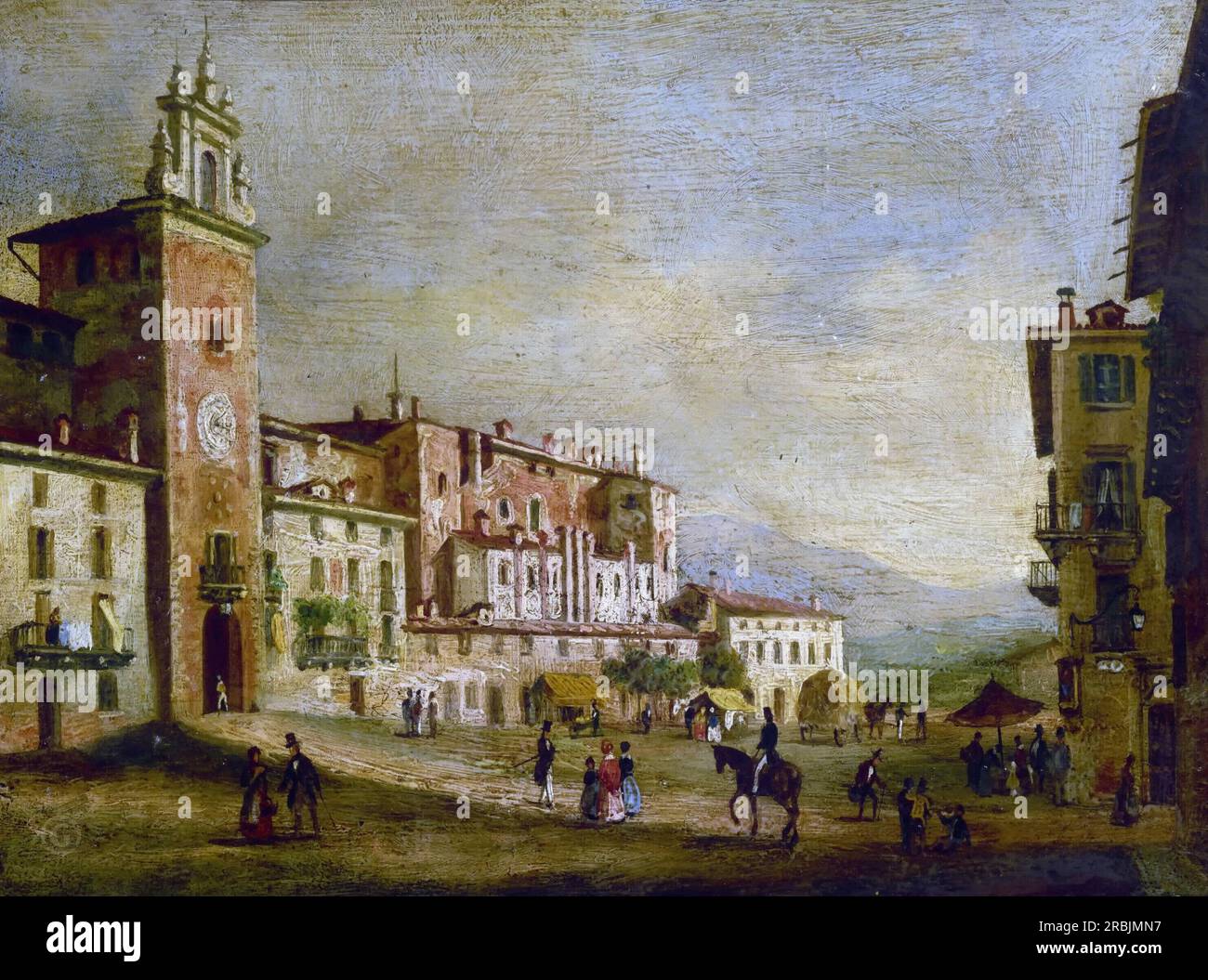 Costantino Rosa – View of piazza Mascheroni in Bergamo  1830 Stock Photo