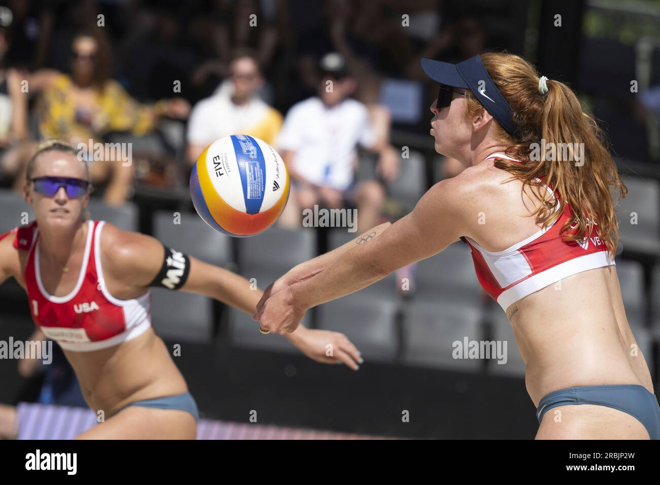 Sara Hughes of United States, rear, and Kelly Cheng of United States ...