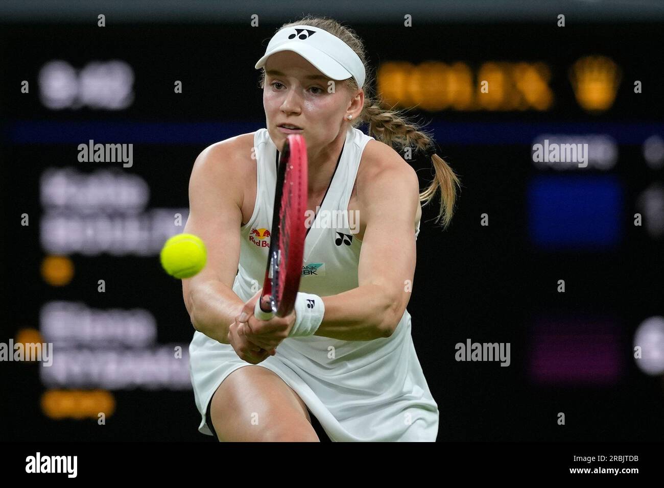 Kazakhstan's Elena Rybakina returns to Britain's Katie Boulter in a