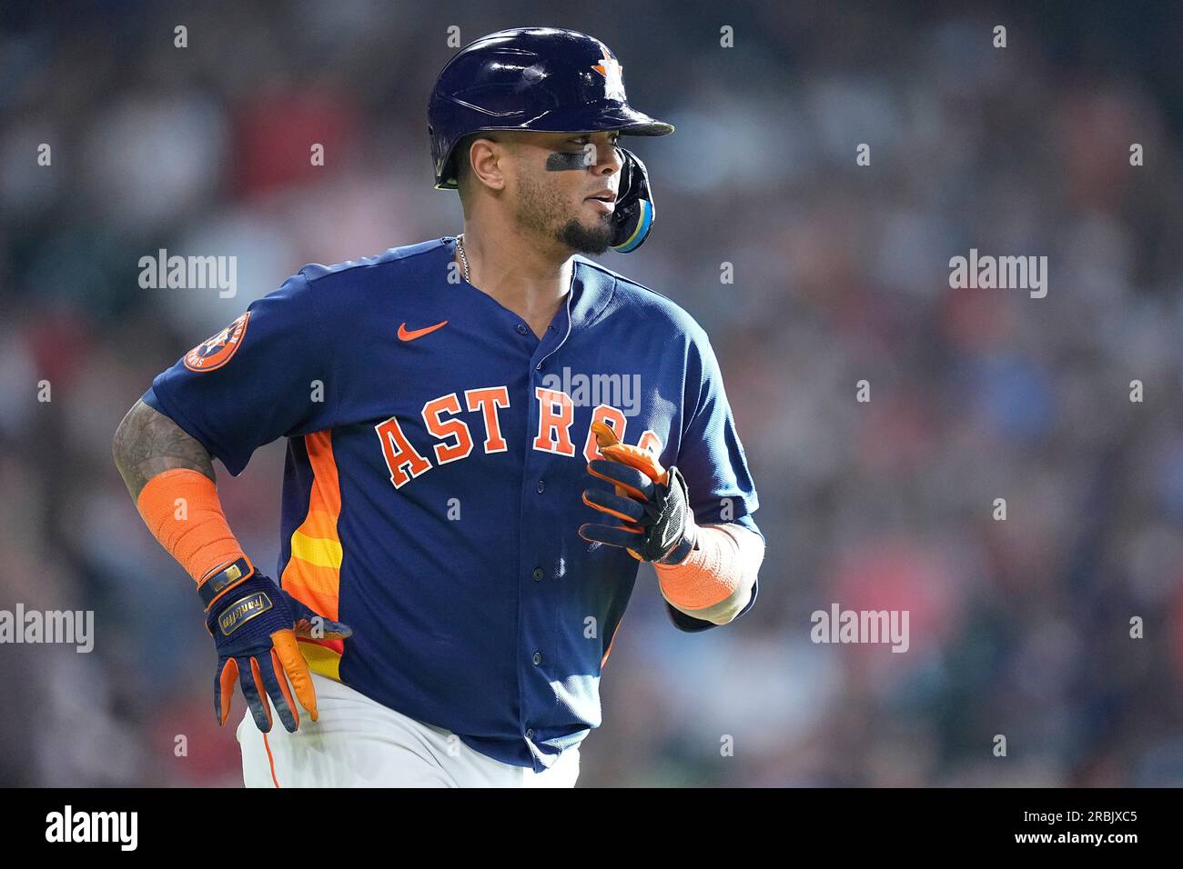 Houston Astros' Martin Maldonado after flying out during the