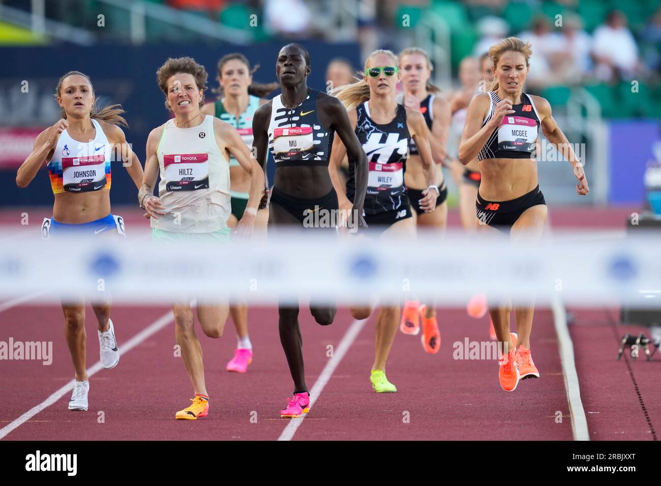 Athletes compete in the women's 1500 meter final during the U.S. track