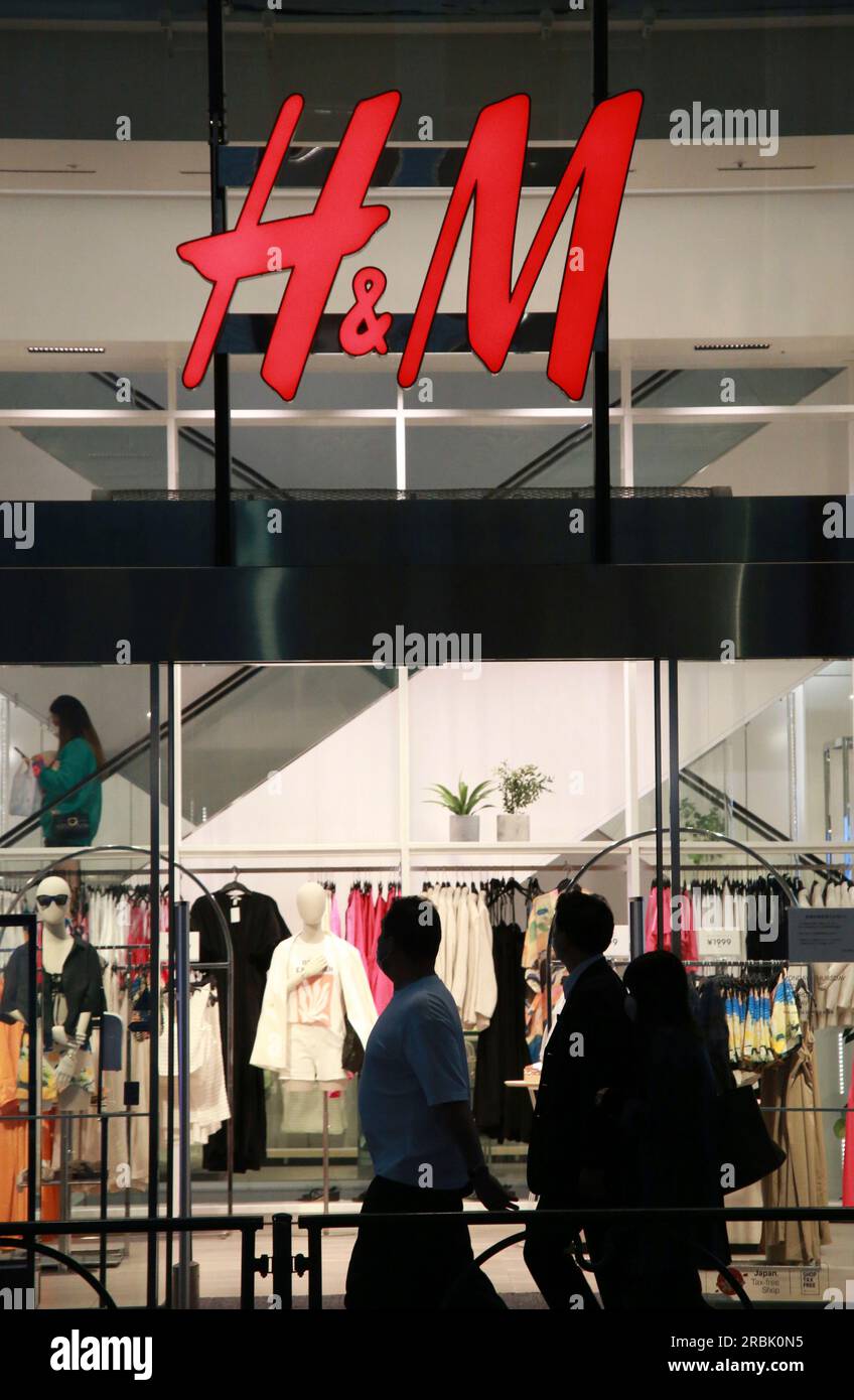 The logo of H M is seen in Shinjuku Ward Tokyo on May 15 2022. H M Hennes Mauritz AB is a Swedish multinational clothing retail company known for its fast fashion clothing