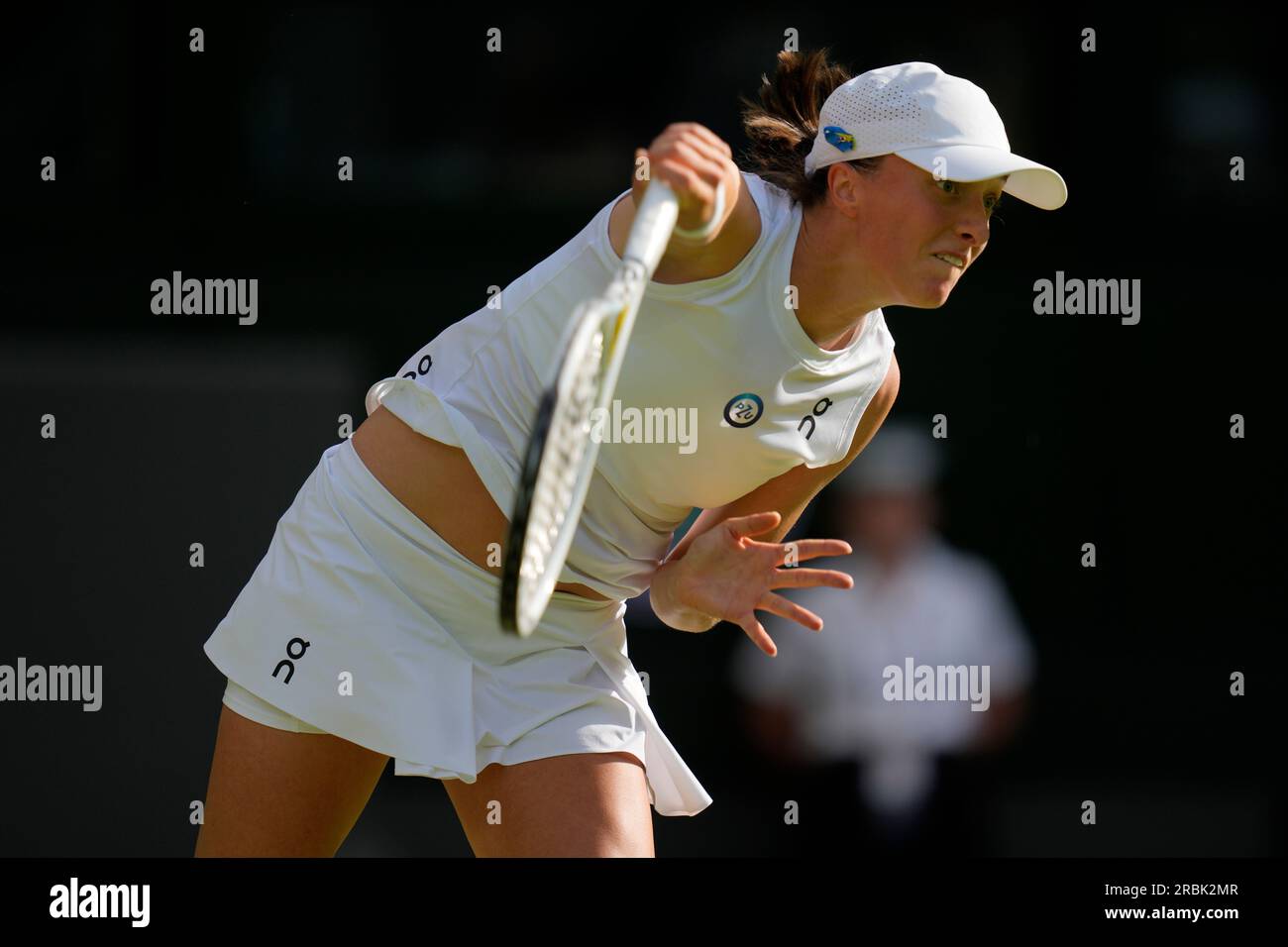 Poland's Iga Swiatek Serves To Switzerland's Belinda Bencic In A Women ...