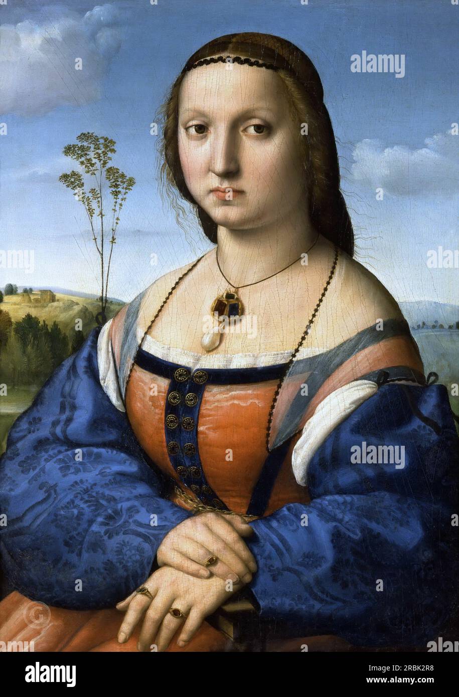 Raffaello Sanzio da Urbino) Raphael ( Raffaello Santi – Portrait of Maddalena Doni 1506. 63x45 Stock Photo