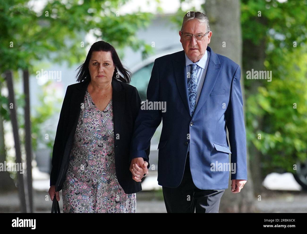 John and Susan Letby, the parents of nurse Lucy Letby, arrive at Manchester Crown Court ahead of the verdict in the of their daughter who is accused of the murder of seven babies and the attempted murder of another ten, between June 2015 and June 2016 while working on the neonatal unit of the Countess of Chester Hospital. Picture date: Monday July 10, 2023. Stock Photo