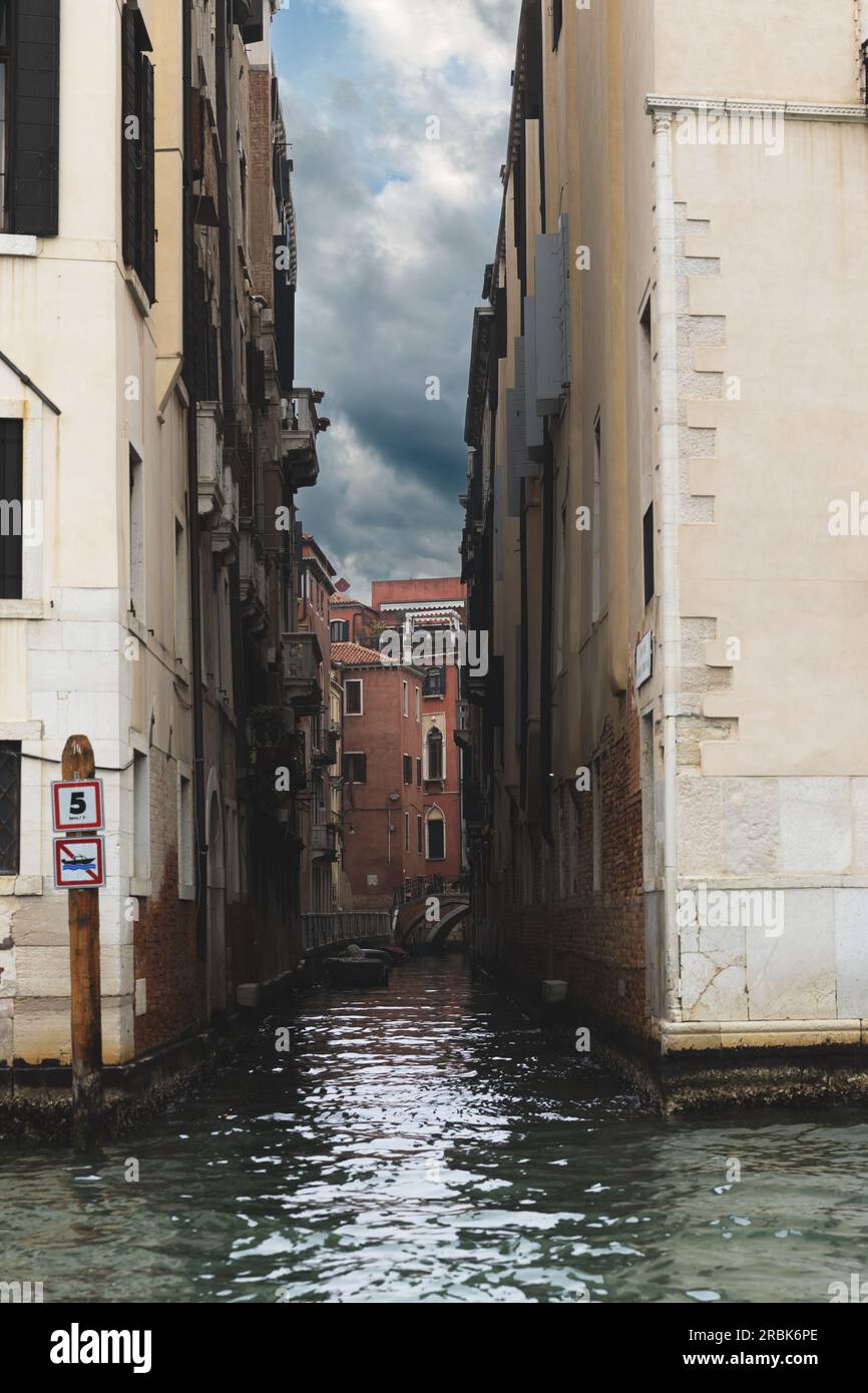 View of the street canal in Venice, Italy. Stock Photo