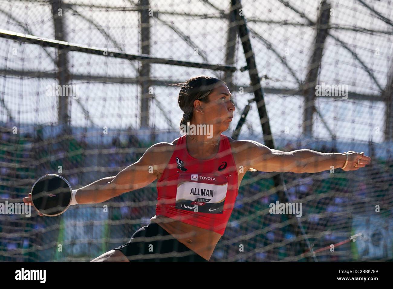Valarie Allman competes in the women's discus throw during the U.S