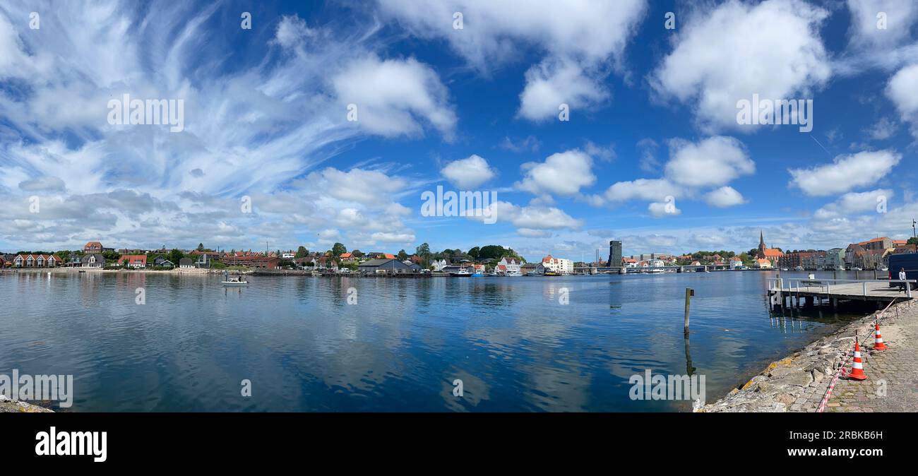 Panoramic view of Sønderborg harbour in Southern Denmark Stock Photo