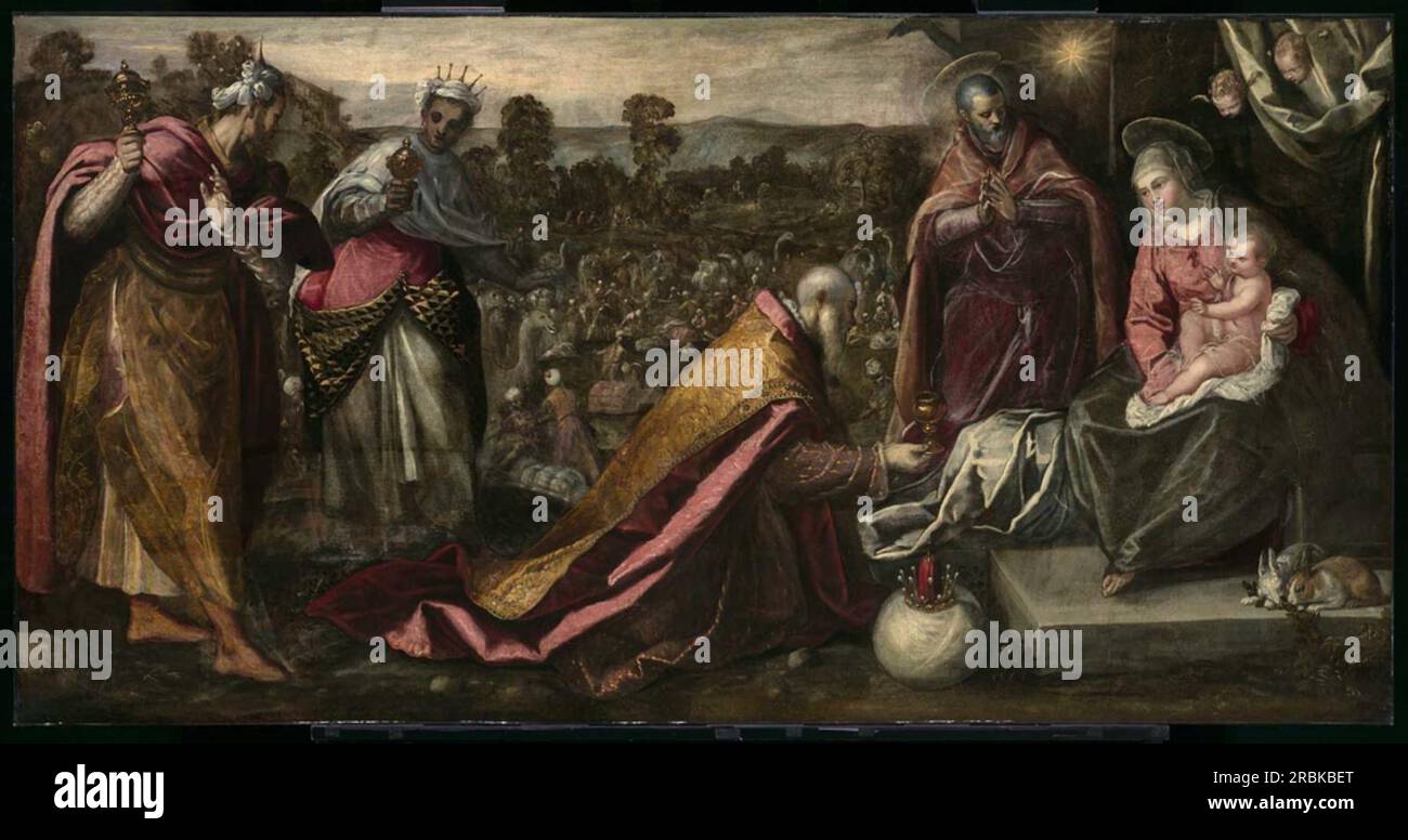 Adoration of the Magi by Domenico Tintoretto Stock Photo - Alamy