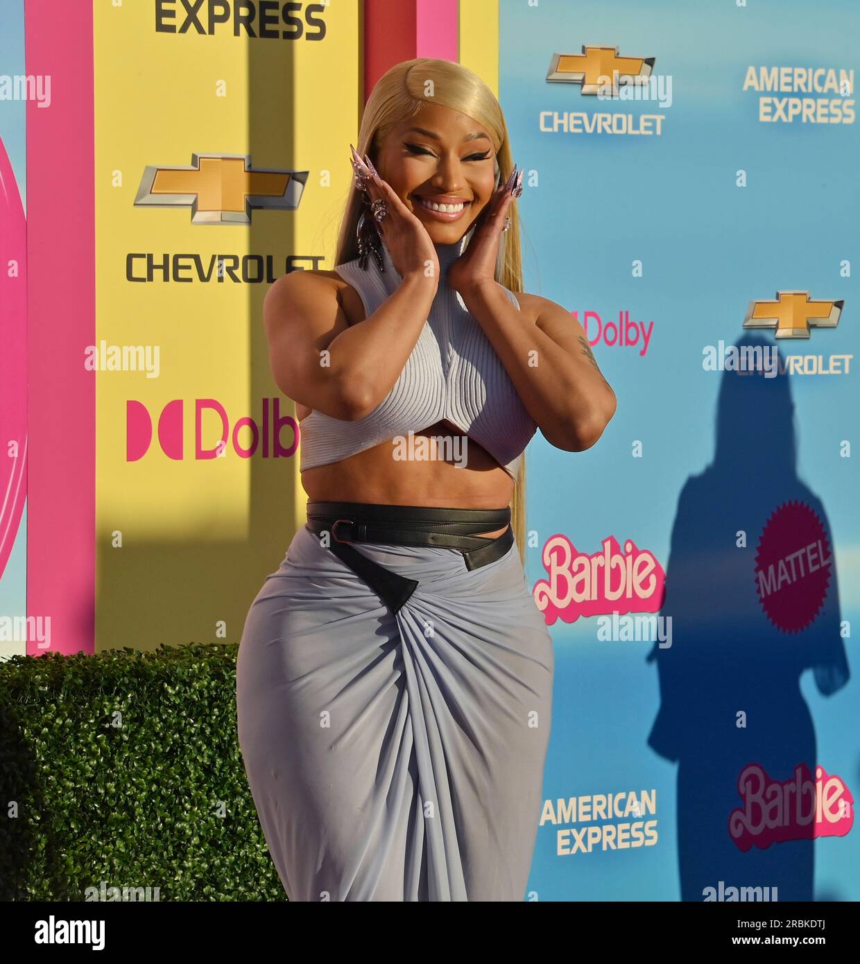 Los Angeles, United States. 09th July, 2023. Singer and actress Nicki Minaj attends the premiere of the motion picture romantic comedy 'Barbie' at the Shrine Auditorium on Sunday, July 9, 2023. Storyline: Barbie suffers a crisis that leads her to question her world and her existence. Photo by Jim Ruymen/UPI Credit: UPI/Alamy Live News Stock Photo