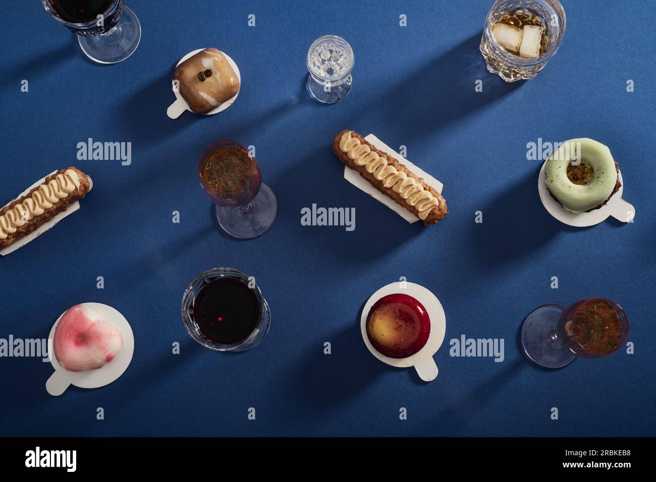 Delicious Cakes And Drinks On The Table Stock Photo