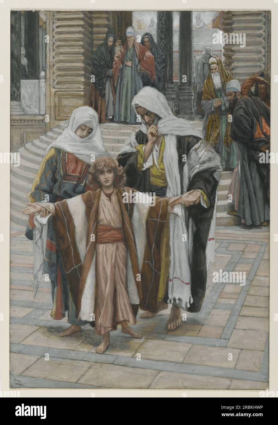 Jesus Found in the Temple by James Tissot Stock Photo