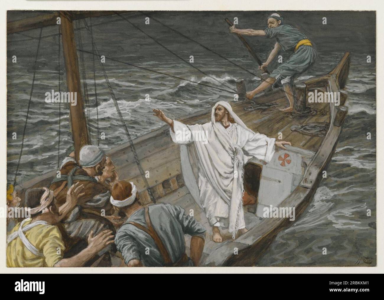 Jesus Stilling the Tempest by James Tissot Stock Photo