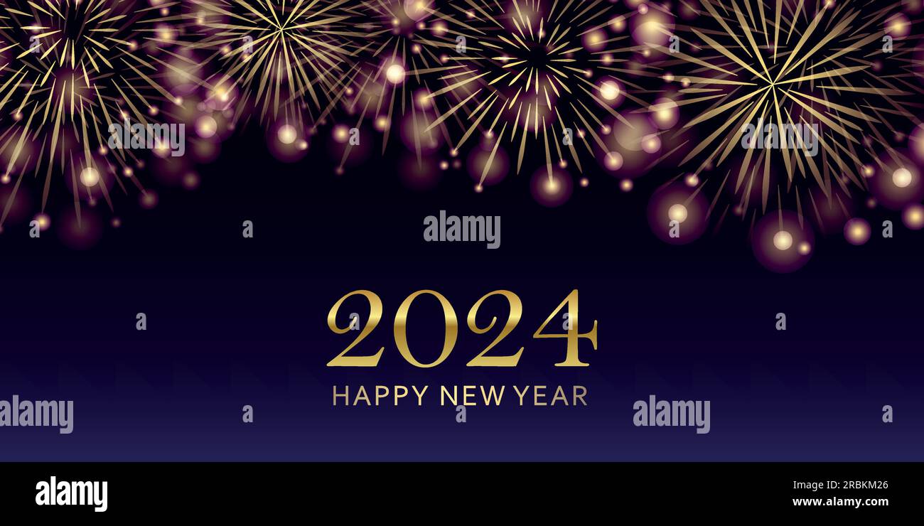 happy new year 2024 golden firework on night background Stock Vector ...