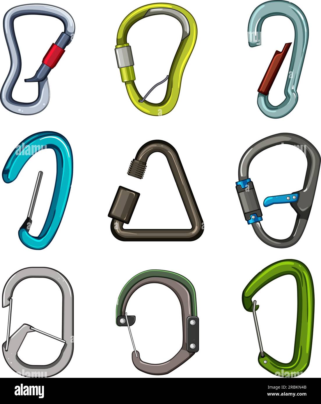 carabiner clip set cartoon vector illustration Stock Vector Image & Art