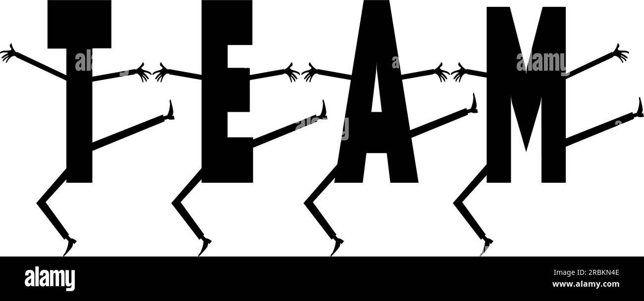 Business. Team work in business concept. Happy dancing letters T, E, A