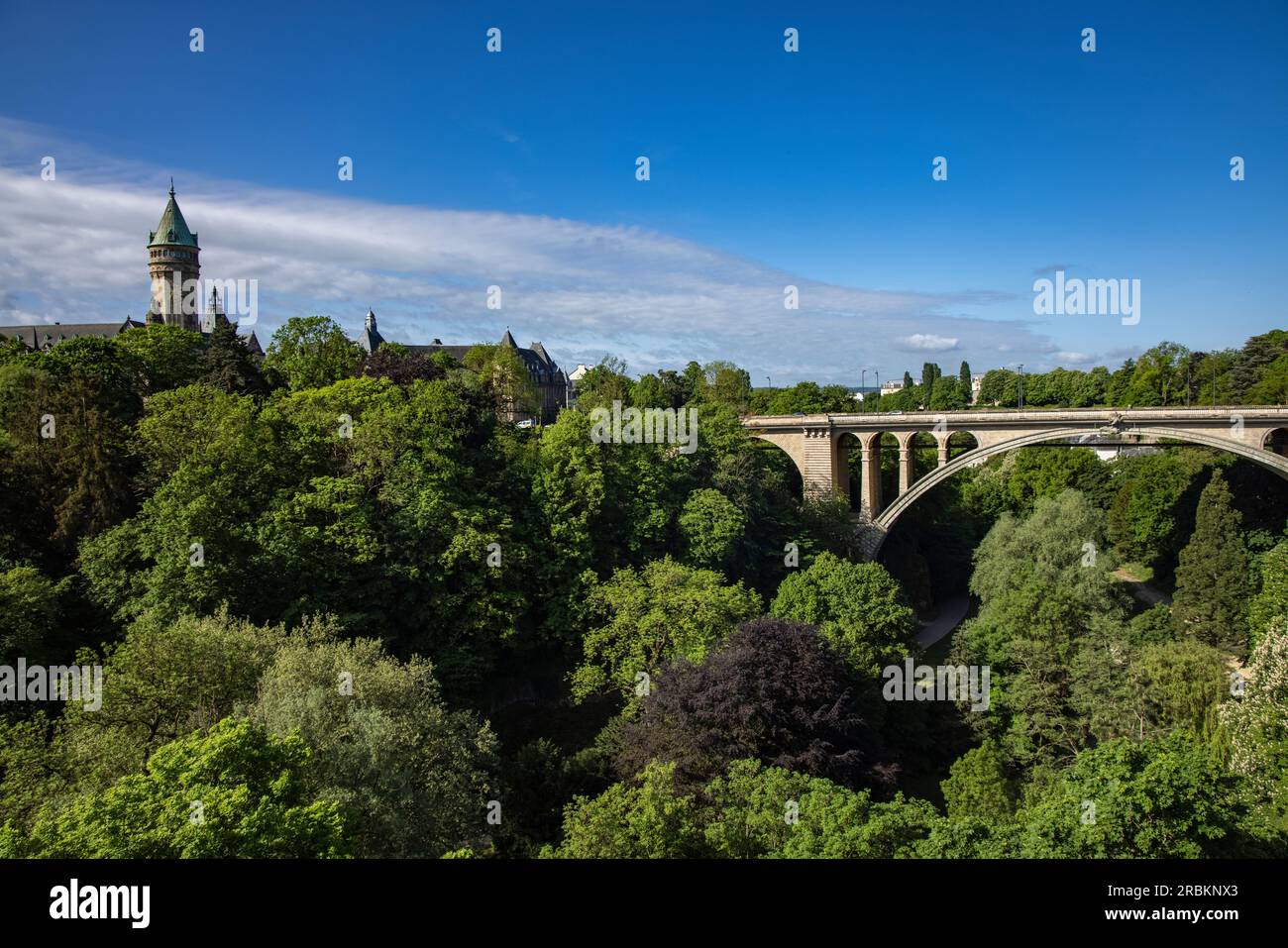Adolphe Bridge over the Petrusse Valley, Luxembourg City, Luxembourg, Europe Stock Photo