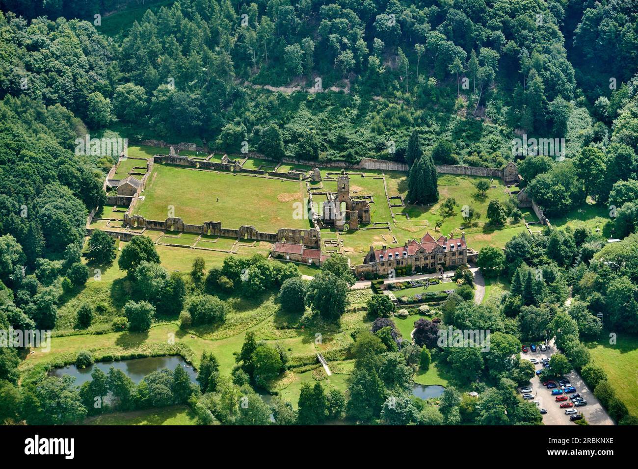 An aerial image of Mount Grace Priory, near Northallerton, North
