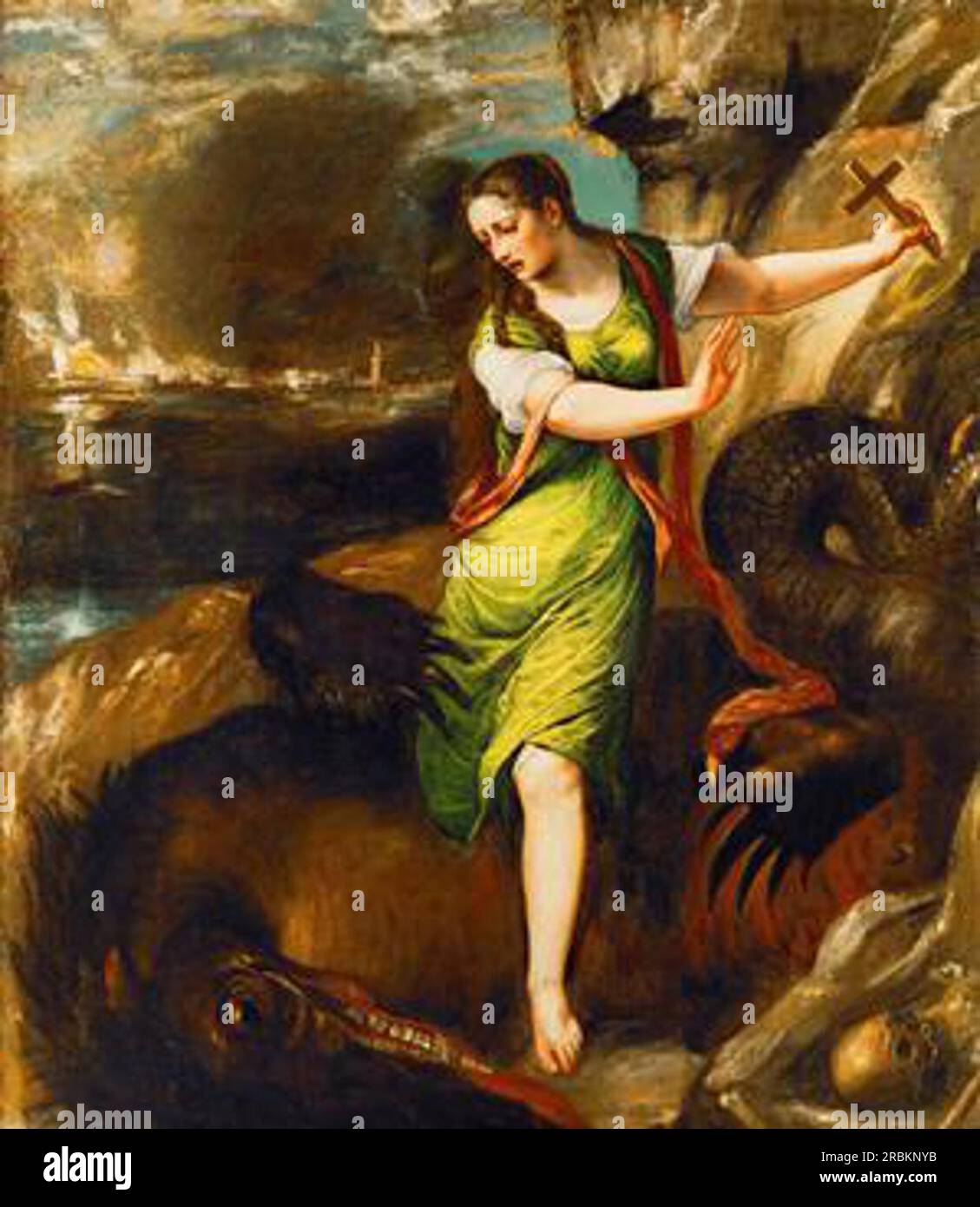 Saint Margaret and the Dragon c.1565; Italy by Titian Stock Photo Alamy